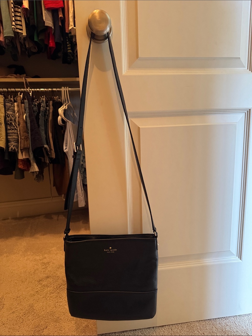 kate spade Black Pebbled Leather Crossbody Messenger